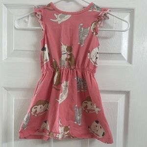 Mini Boden Pink Cat Print Kids Dress size 3-4y